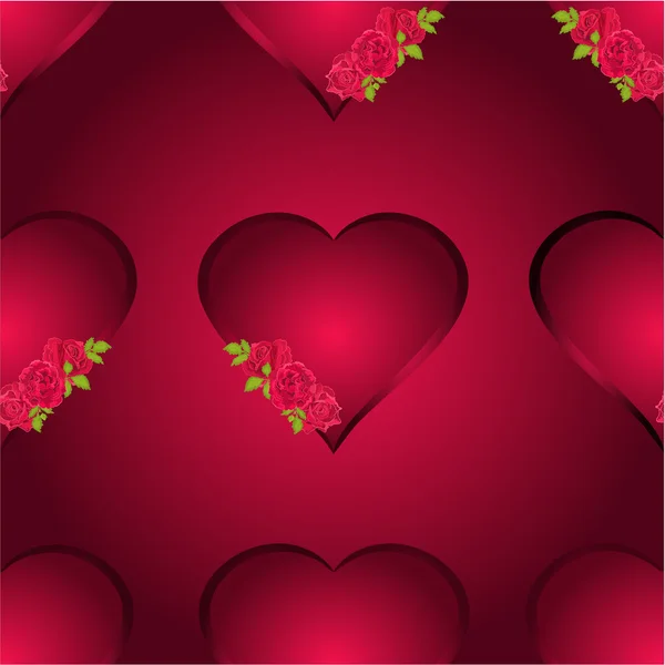 Seamless texture heart with three roses vector