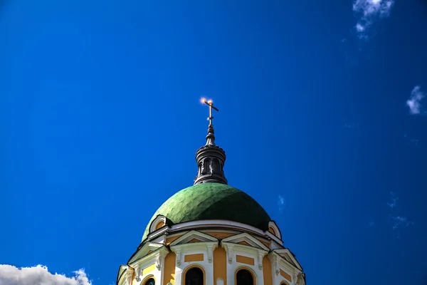 Zaraysk Kremlin. The architectural monument of the XVI century. The dome of the Cathedral of St. John the Baptist 1901-1904 against the sky. Russia. The Moscow region. Zaraysk