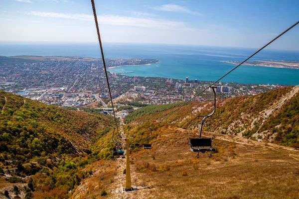 View of the Gelendzhik city from the cable car. The Krasnodar region. Russia