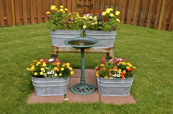 Washtubs used for flower planters
