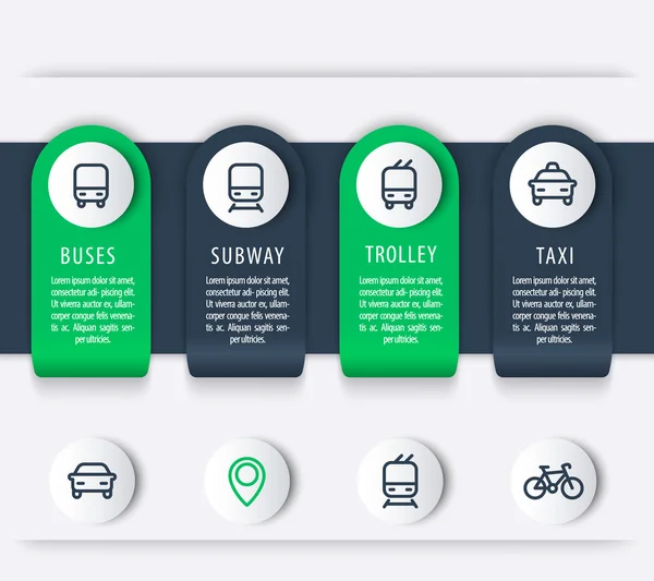 City transport, infographics elements, icons, public transportation infographics, presentation template, vector illustration