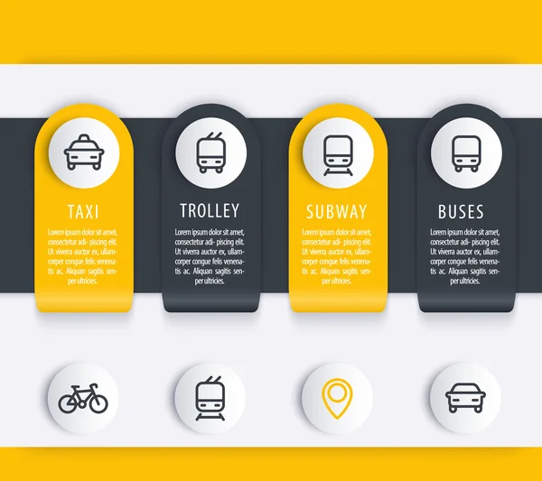 City transport, infographics elements, icons, public transportation infographics, presentation, report template, vector illustration