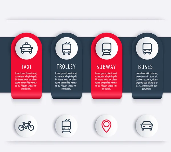 City transport, infographics elements, icons, public transportation infographics, report, presentation template, vector illustration