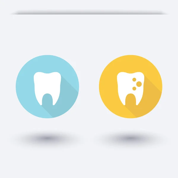 Tooth, tooth cavity, teeth decay, round flat icons