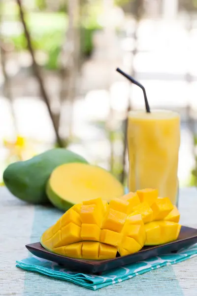 Fresh tropical fruit smoothie mango juice