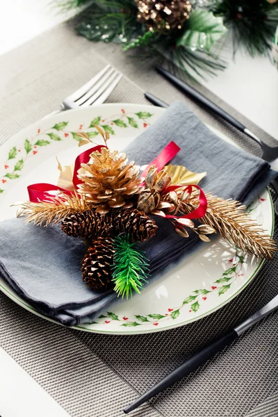 Christmas And New Year Holiday Table Setting Celebration Place setting for Dinner Decorations