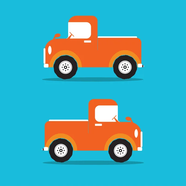 Pickup truck car orange color in flat design.