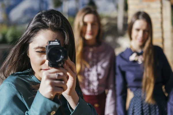 Photographer with vintage camera