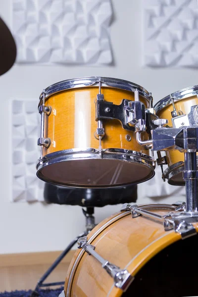 Drum kit in a recording studio