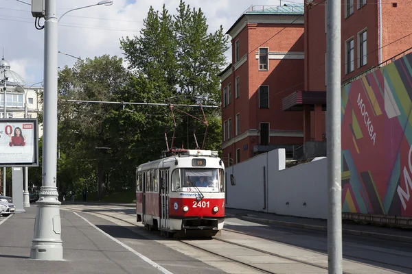 Tram on the streets of Moscow. Russia