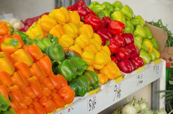 Israel market produce: colorful fresh bell peppers