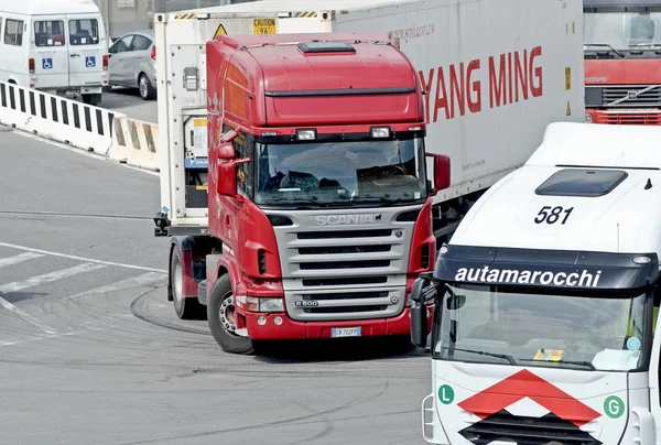 Trucks moving in the terminal