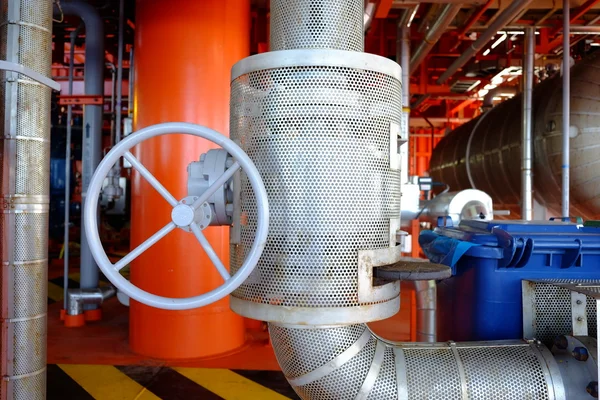 Pipelines and valve on oil and gas platform