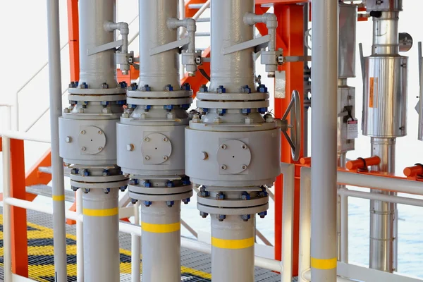 Pipelines and valve on oil and gas platform
