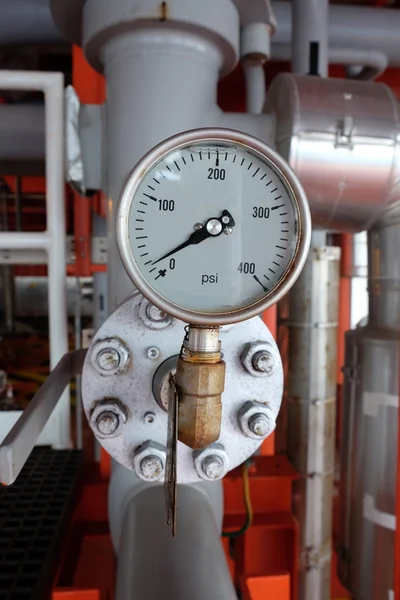 Pressure gauge in oil and gas production process.