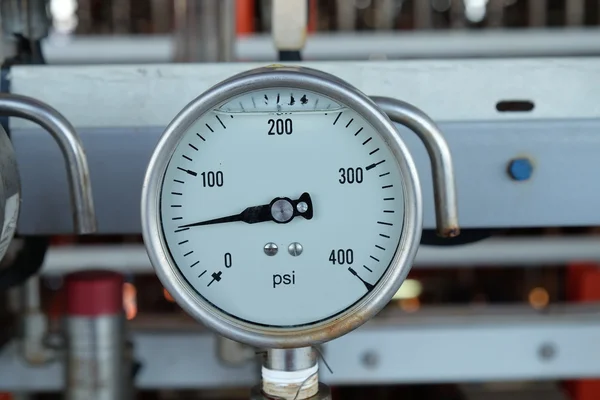 Pressure gauge in oil and gas production process.