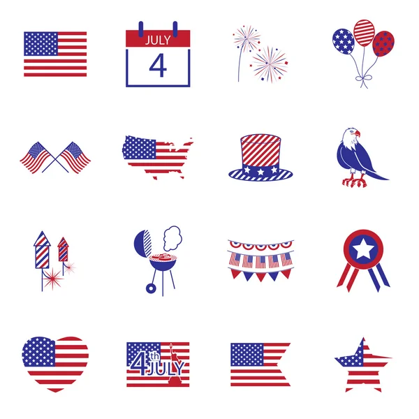 Happy independence day line icons United States of America, 4 th