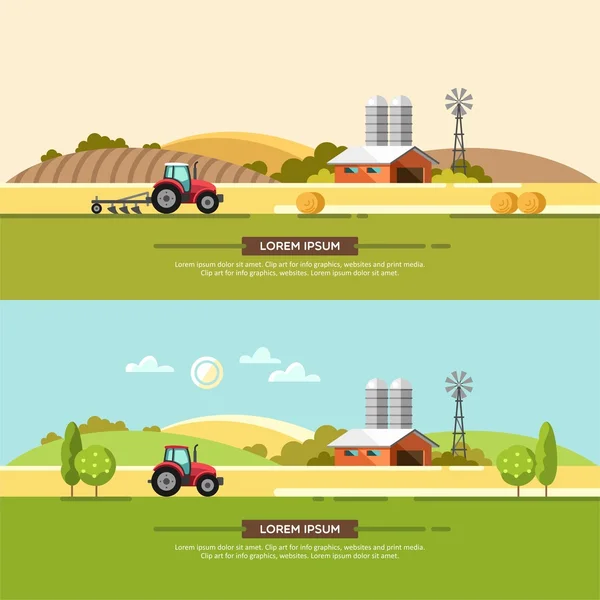 Agriculture and Farming. Agribusiness. Rural landscape. Design elements for info graphic, websites and print media. Vector illustration.