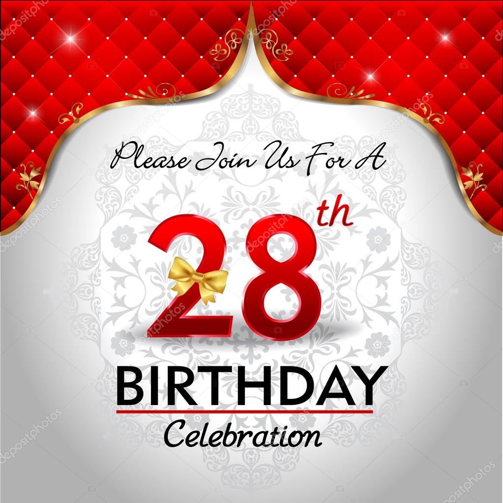 28 Jahre Geburtstag feiern — Stockvektor © atulvermabhai 62970383