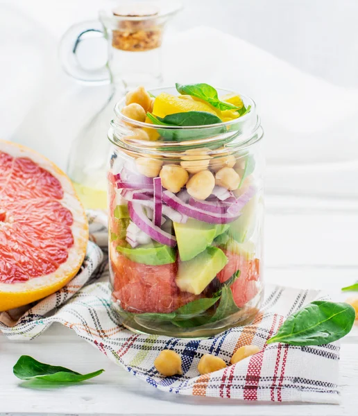Delicious salad put into a jar for easy transport