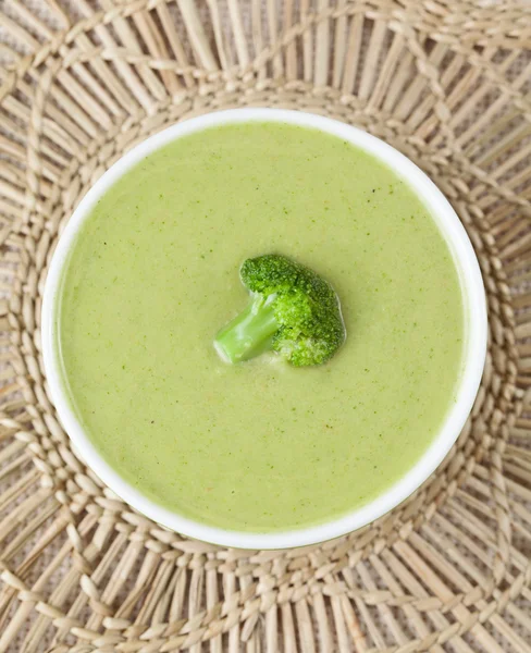 Homemade broccoli cream soup vegan recipe. Top view