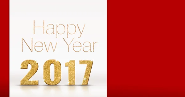 Happy new year 2017 gold glitter texture on red card,Mock up tem