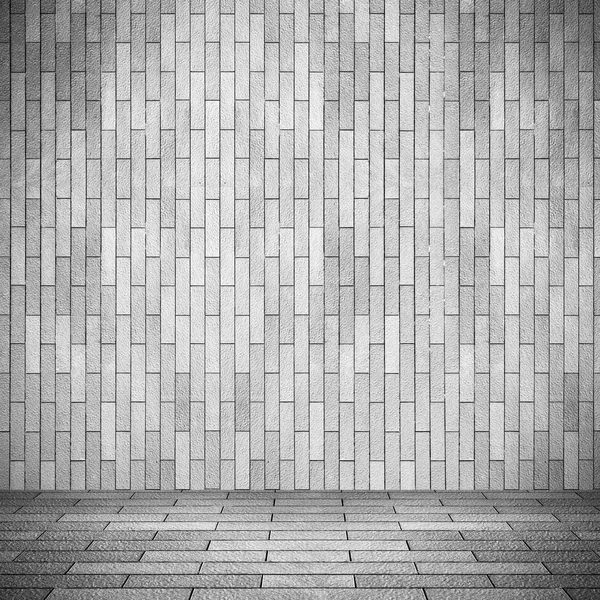 Empty interior perspective with brick tile wall