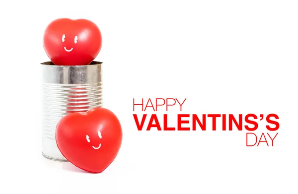 Heart with smile emotion in tin can and Happy Valentine\'s Day wo