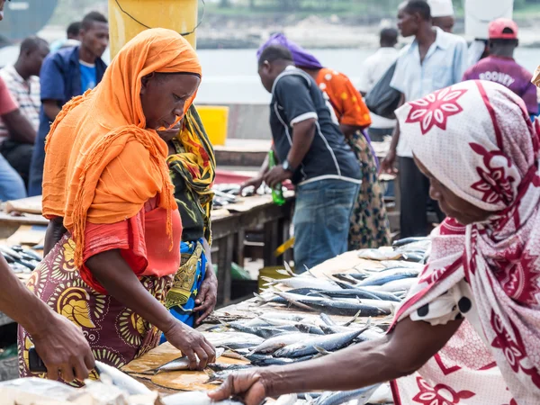 Women buying seafood