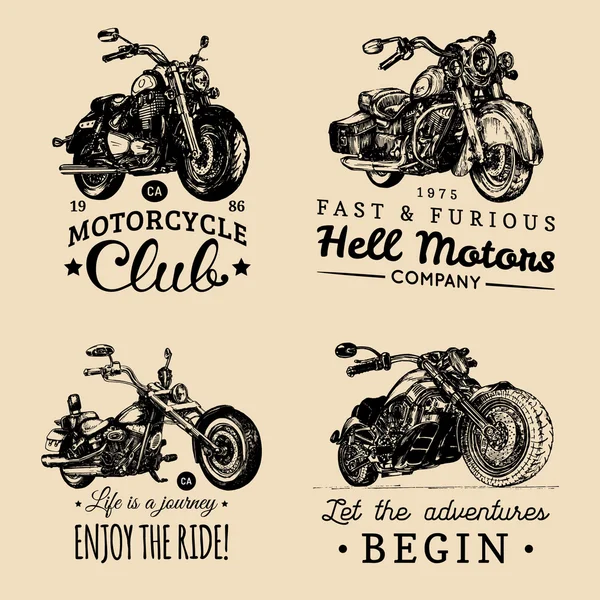 Choppers and motorcycles logos set
