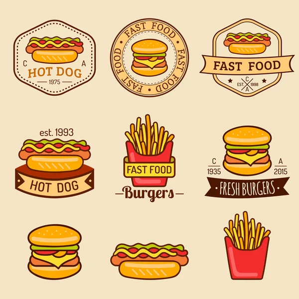 Vintage fast food logo set.