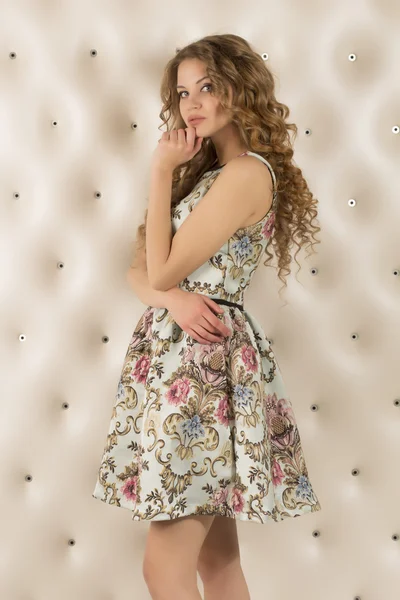 Pretty model in a lace dress