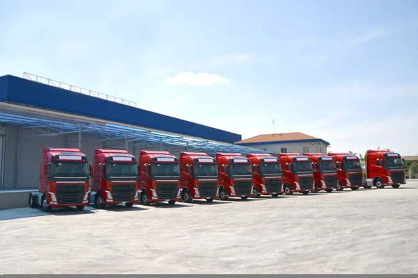 Corporate fleet trucks lined