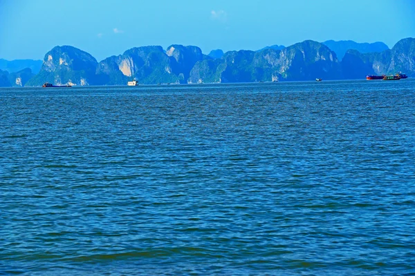 rock formations and islands from ha long bay beach Vietnam