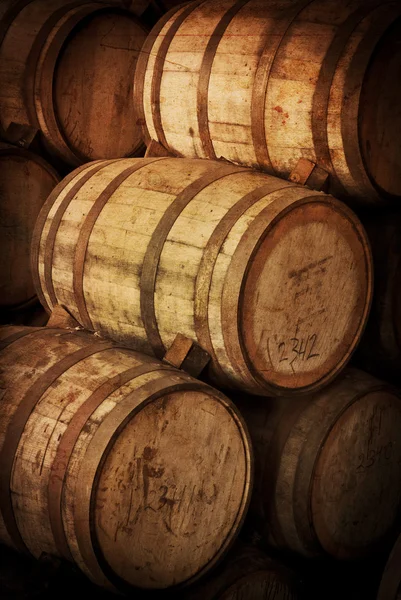 Wine barrels together