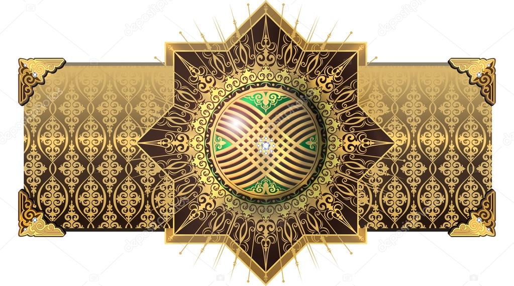 Kazakhstan solar sign ornament - Стоковая иллюстрация: 66213913