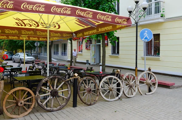 Street cafe in Vitebsk during festival Slavic Bazaar, Belarus