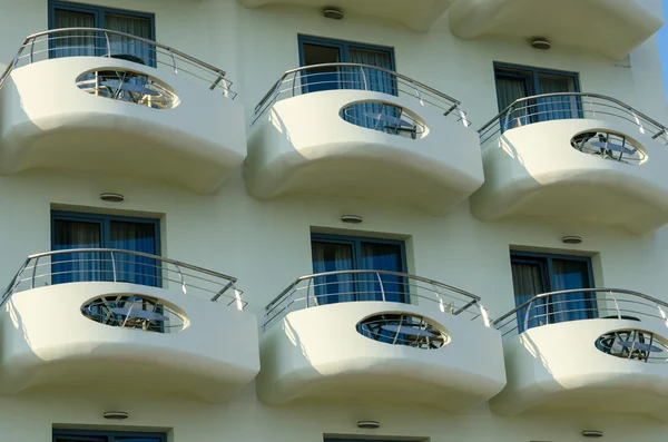 The balconies of the hotel in Greece