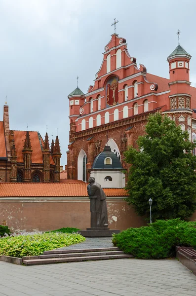 Monument to Adam Mickiewicz at Catholic church of St. Anne and Catholic church of Bernardine in Vilnius