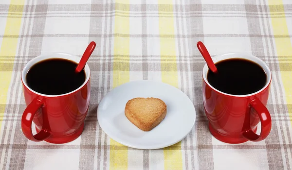 Coffee, cookies, heart, tablecloth
