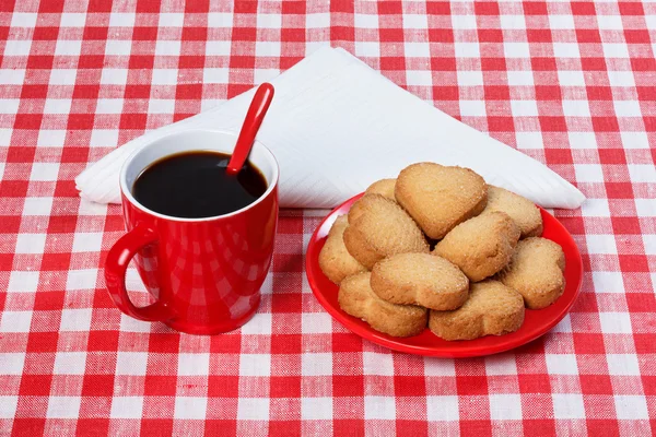 Coffee, cookies, heart, tablecloth