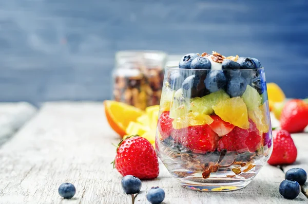 Rainbow fruit granola and Greek yogurt parfait
