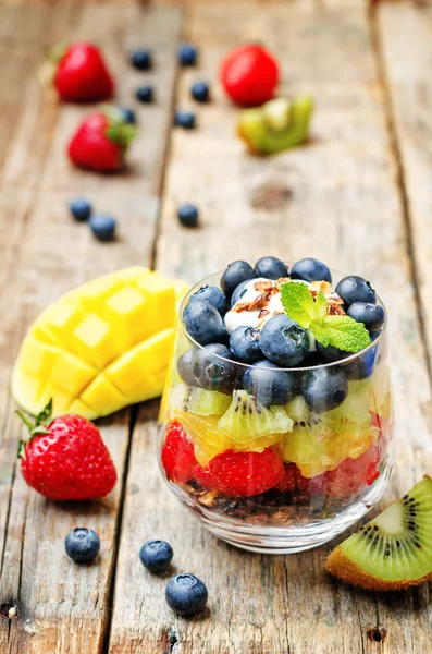 Rainbow fruit granola and Greek yogurt parfait