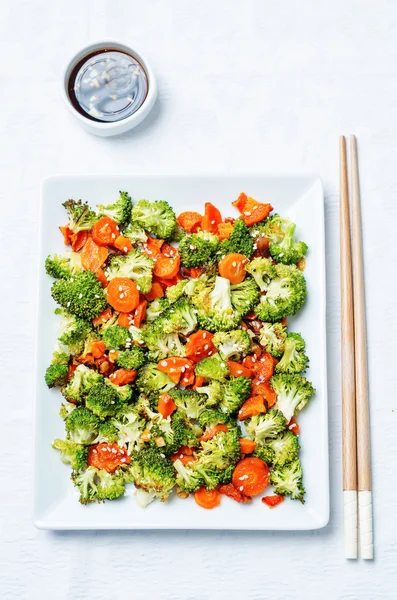Asian roasted carrots and broccoli