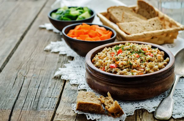 Barley porridge with meat and vegetables
