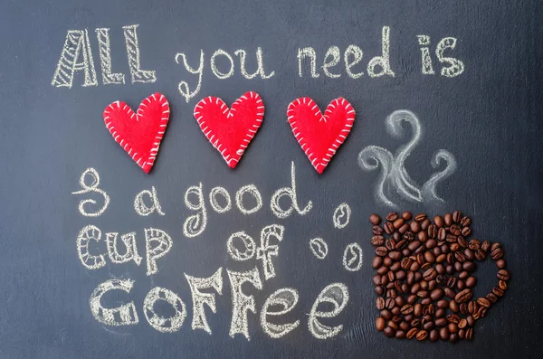 All you need is love and a good cup of coffee with coffee beans