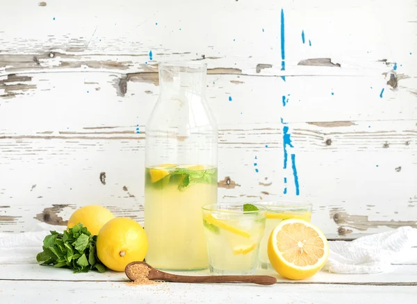 Fresh homemade lemonade with lemons