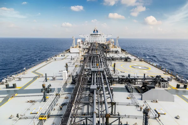 Deck of oil tanker in the blue ocean