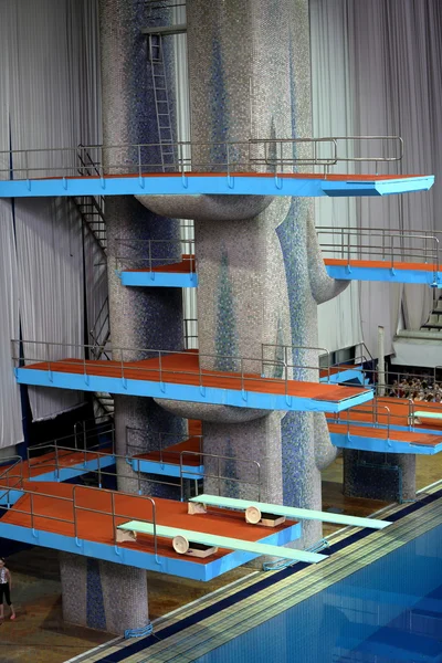 Springboard for jumps in water in sport complex