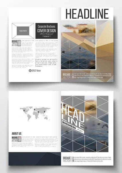 Set of business templates for brochure, magazine, flyer, booklet or annual report. Polygonal background, blurred image, urban landscape, cityscape, modern stylish triangular vector texture